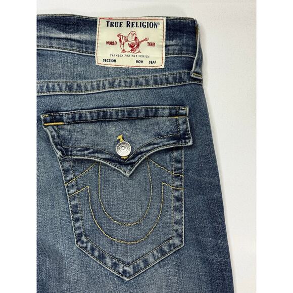 True Religion Men's Rocco Relaxed Skinny w/Flaps Blue Denim Jeans - 34 (35x34) - Picture 4 of 8
